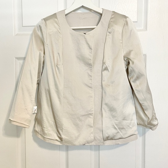 Eileen Fisher Minimalist Ramie Ivory Front Zip Jacket - Picture 7 of 8